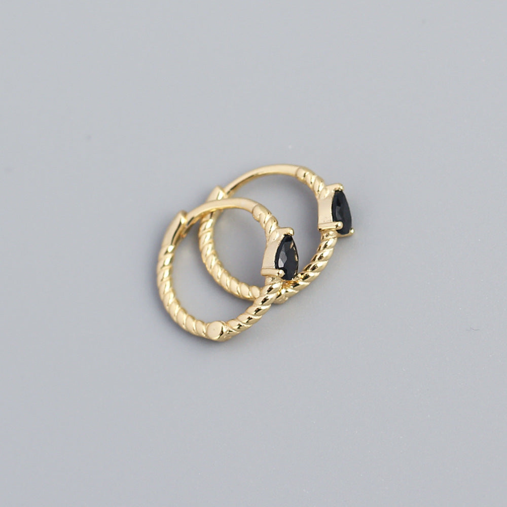 Minimalist 925 Sterling Silver Geometric Teardrop Rope Hoop Earrings for Women