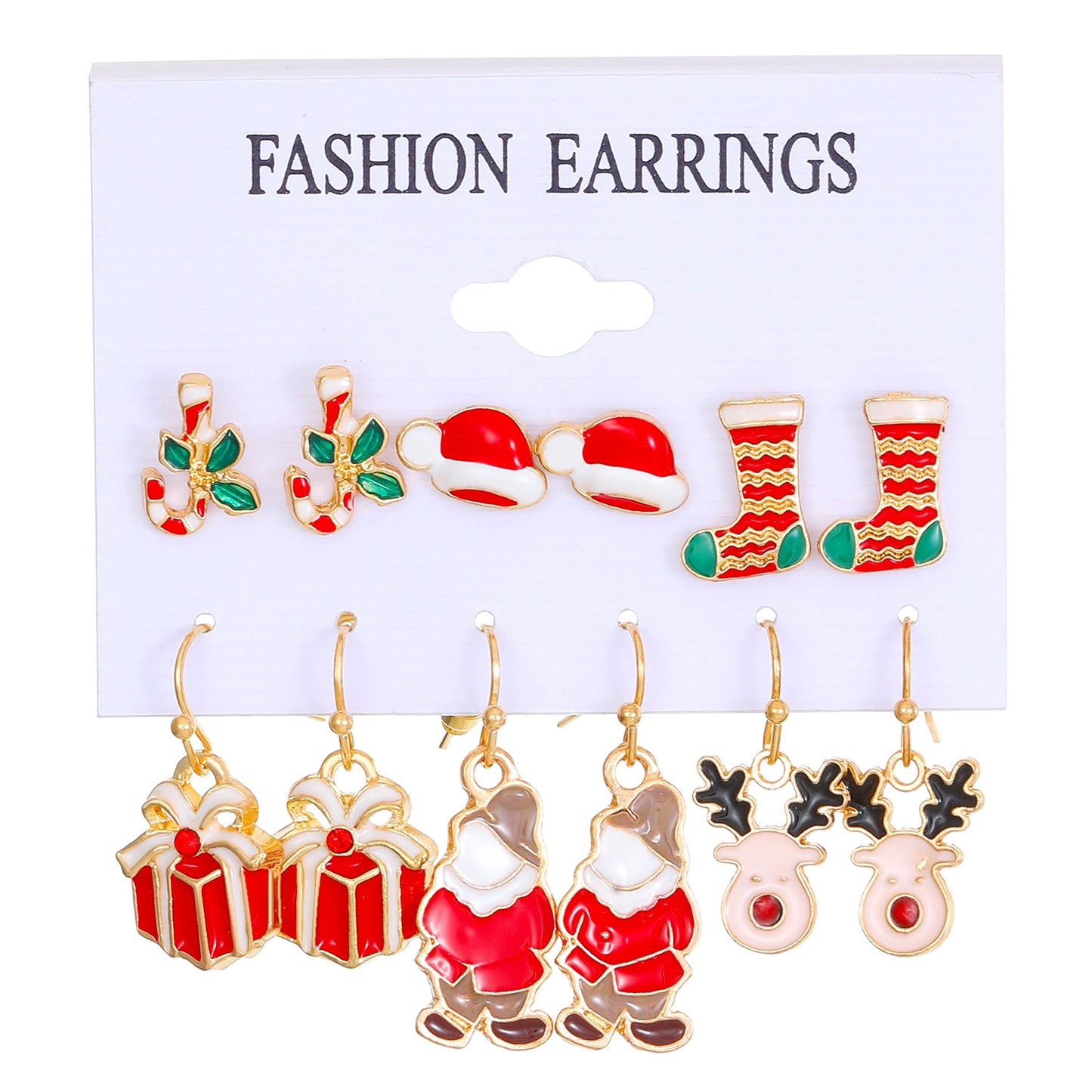 Set de pendientes de aleación con motivos navideños de muñeco de nieve, copo de nieve, reno y árbol de Navidad para mujer