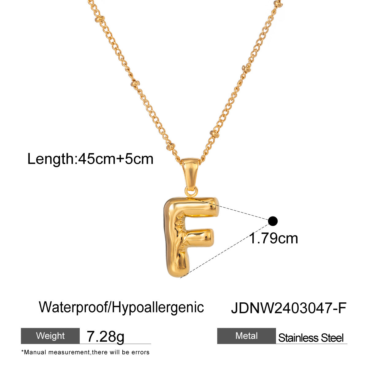 Minimalist Stainless Steel Letter Pendant Necklace Plated Titanium Steel Chain for Women