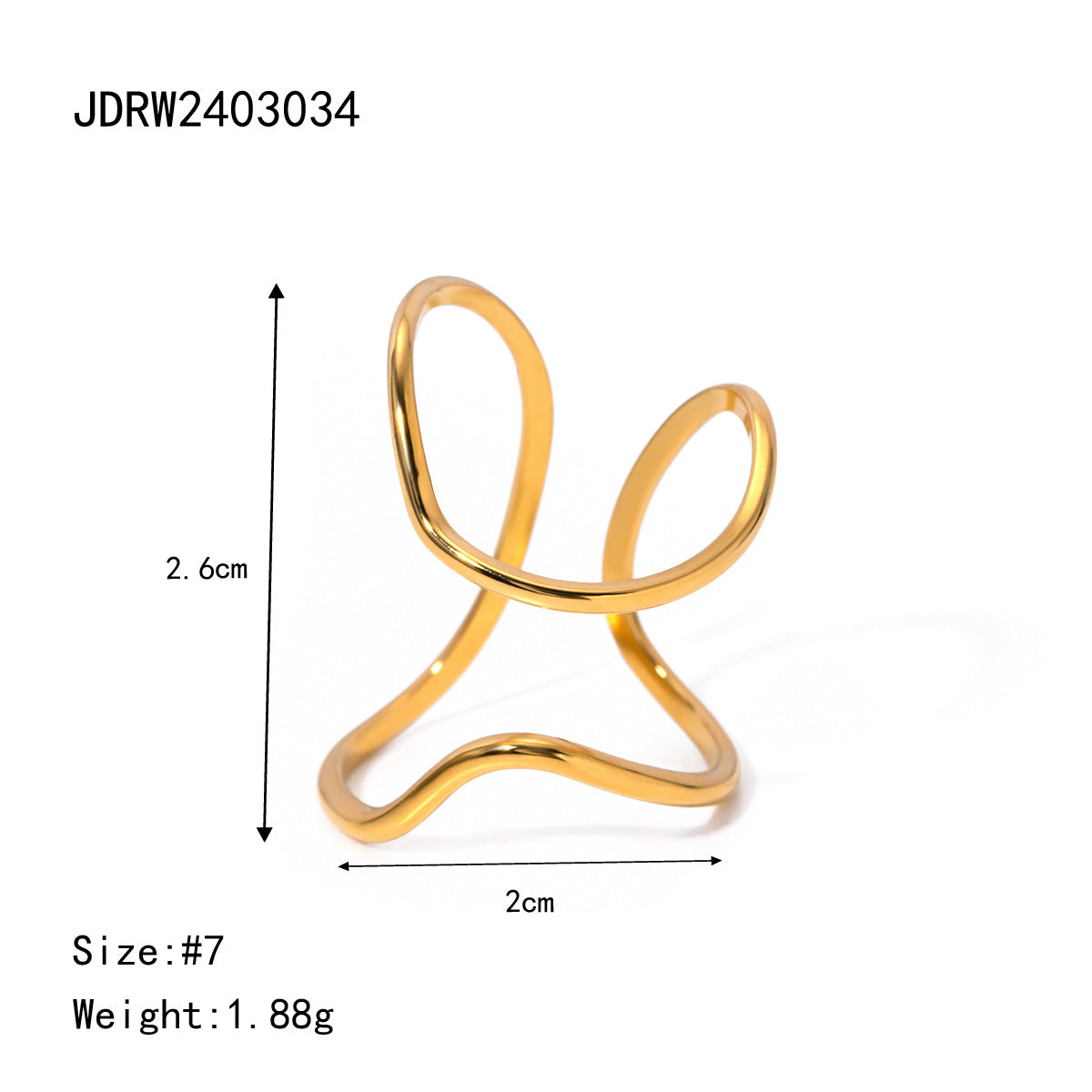 Minimalist Luxury Geometric Stainless Steel PVD Ring for Women