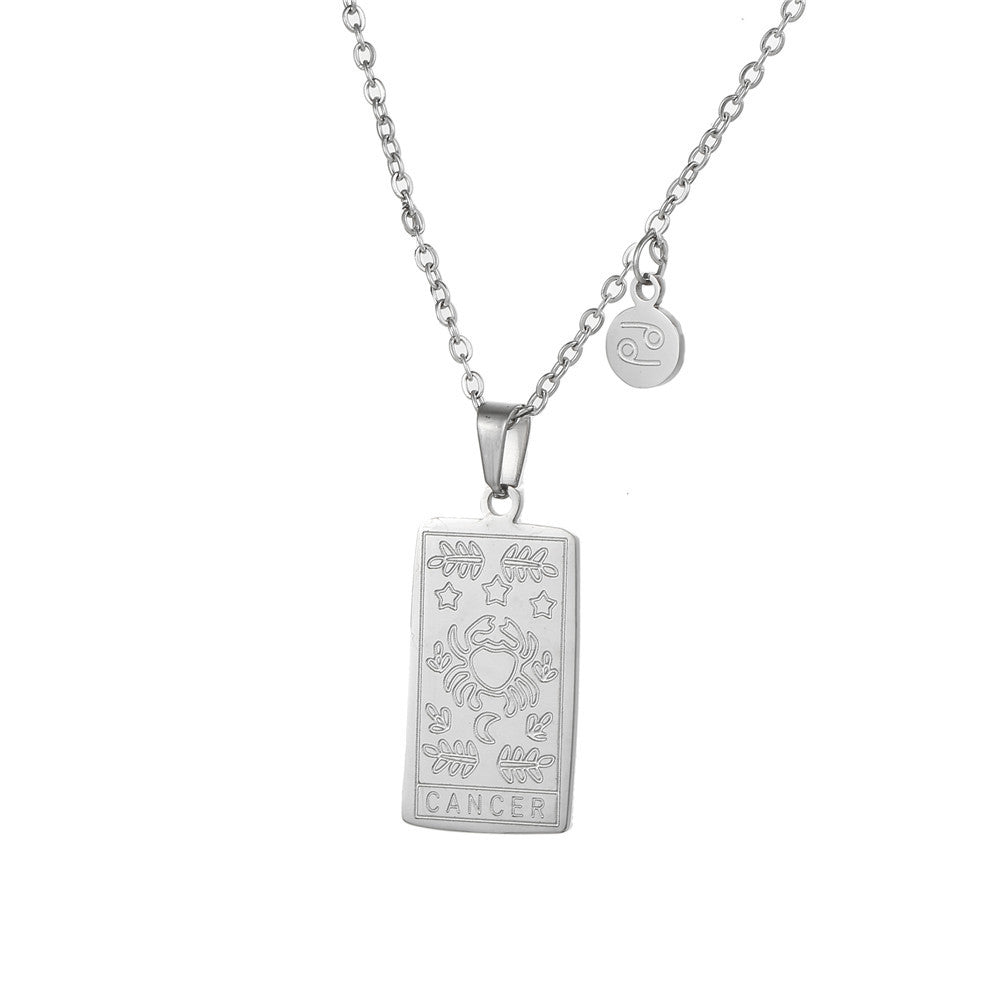 Vintage Geometric Square Titanium Steel Necklace with Alloy Pendant on Ball Chain