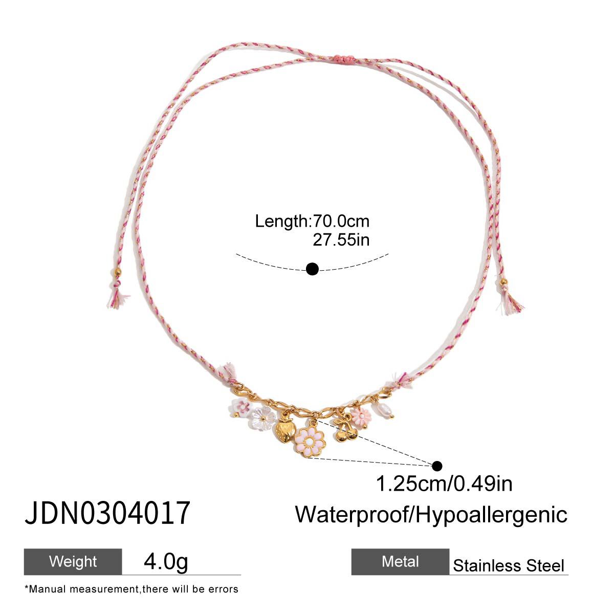 Elegante Collana in Acciaio Inossidabile Placcato con Motivo Floreale Geometrico e Ciondolo in Acciaio al Titanio da Donna con Barretta per Charm Fai da Te