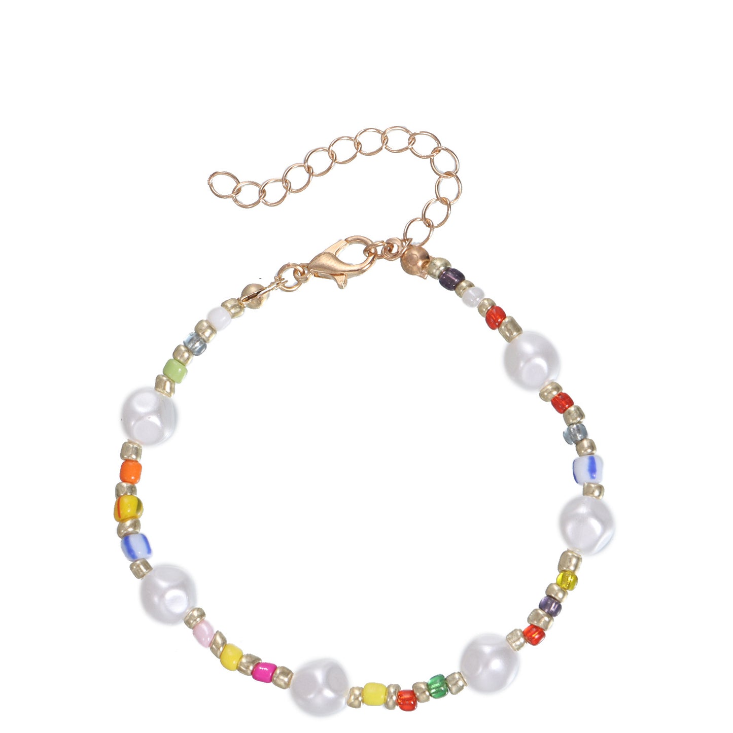 Geometric Beaded Bracelet for Women Hand-Strung Colorful Seed Beads with Artisan Craftsmanship