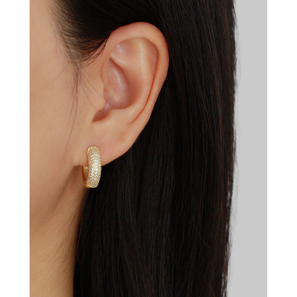 Pendientes de Plata de Ley 925 Geométricos Minimalistas con Circonitas Microengastadas para Mujer