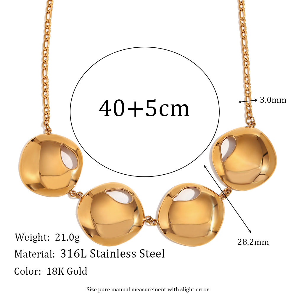 Fashionable Minimalist Geometric Teardrop Pendant Necklace for Women Stainless Steel with 18K Gold Plating