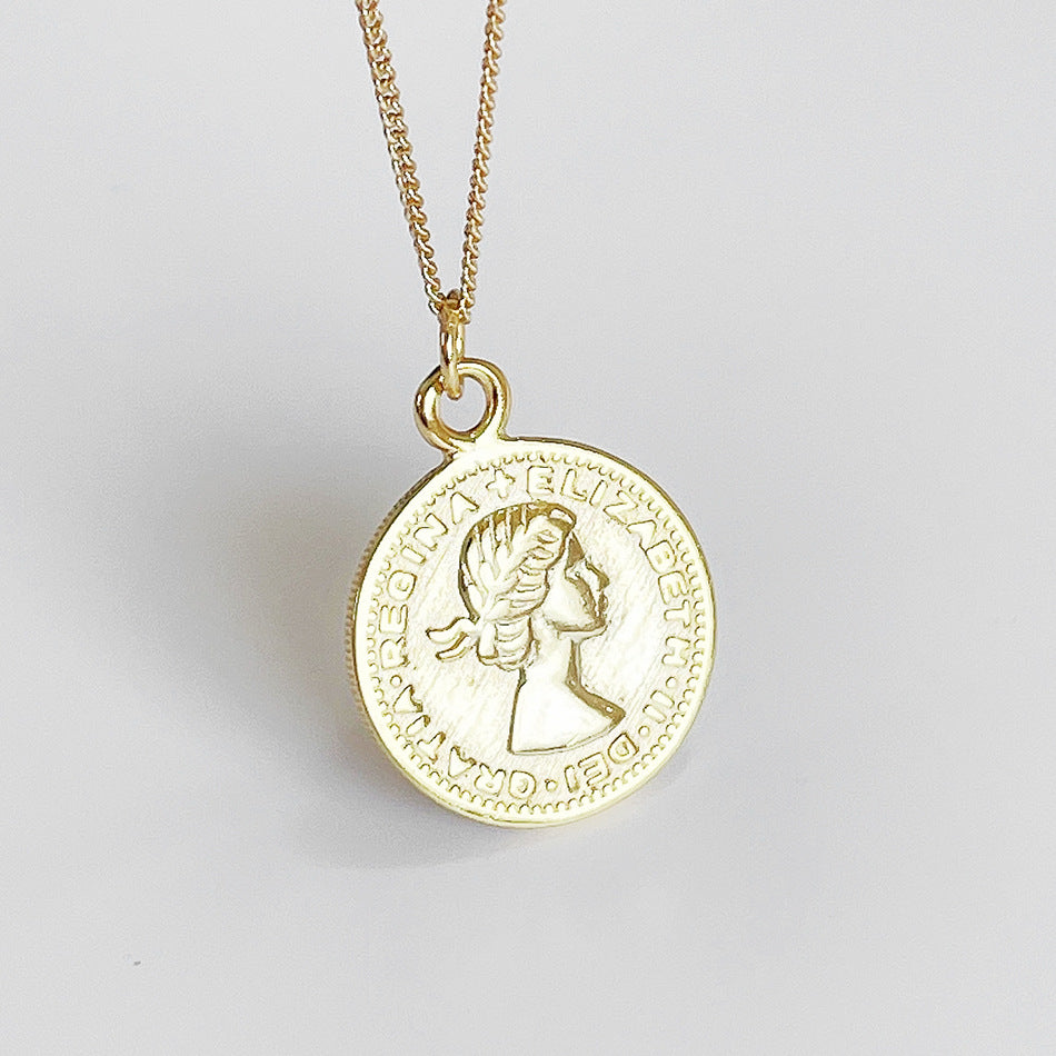Collana Pendente Luna e Rotonda in Argento Sterling 925 Placcato Oro