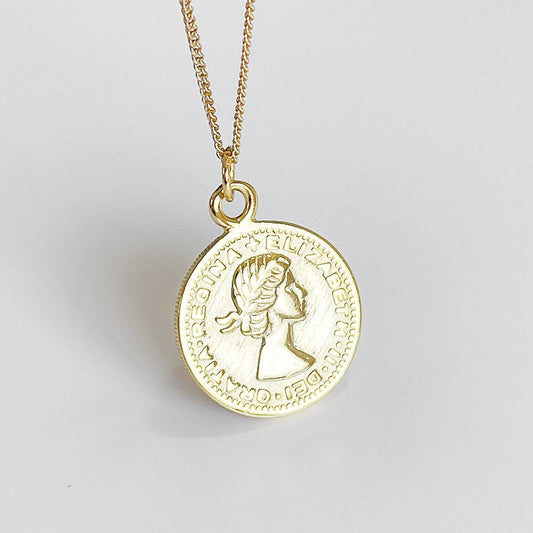 Bonito collar de plata de ley 925 chapado en oro con colgante de luna y redondo