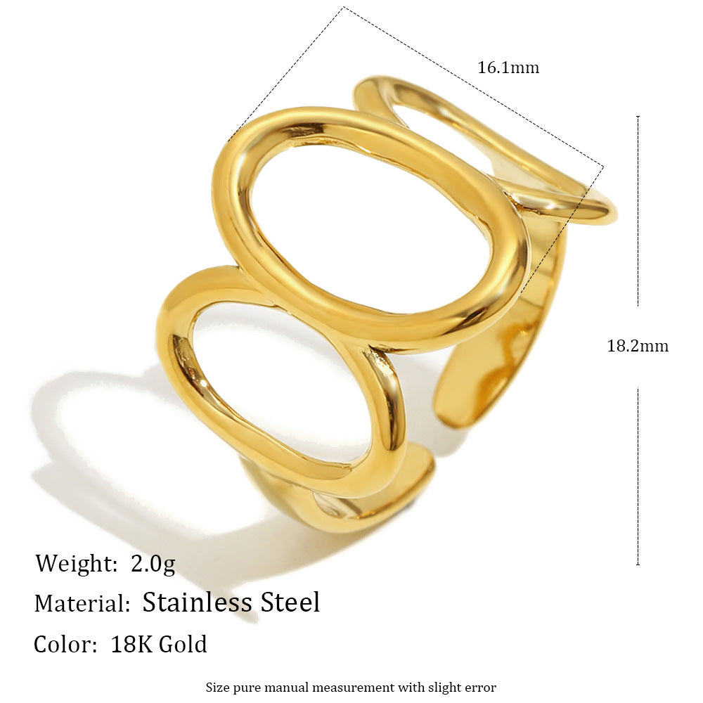 Minimalist Geometric Stainless Steel Ring with 18K Gold Plating for Women