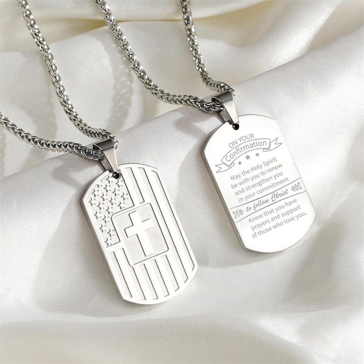 Collana con pendente a croce in acciaio inossidabile lucidato e acciaio al titanio con forma geometrica per uso quotidiano