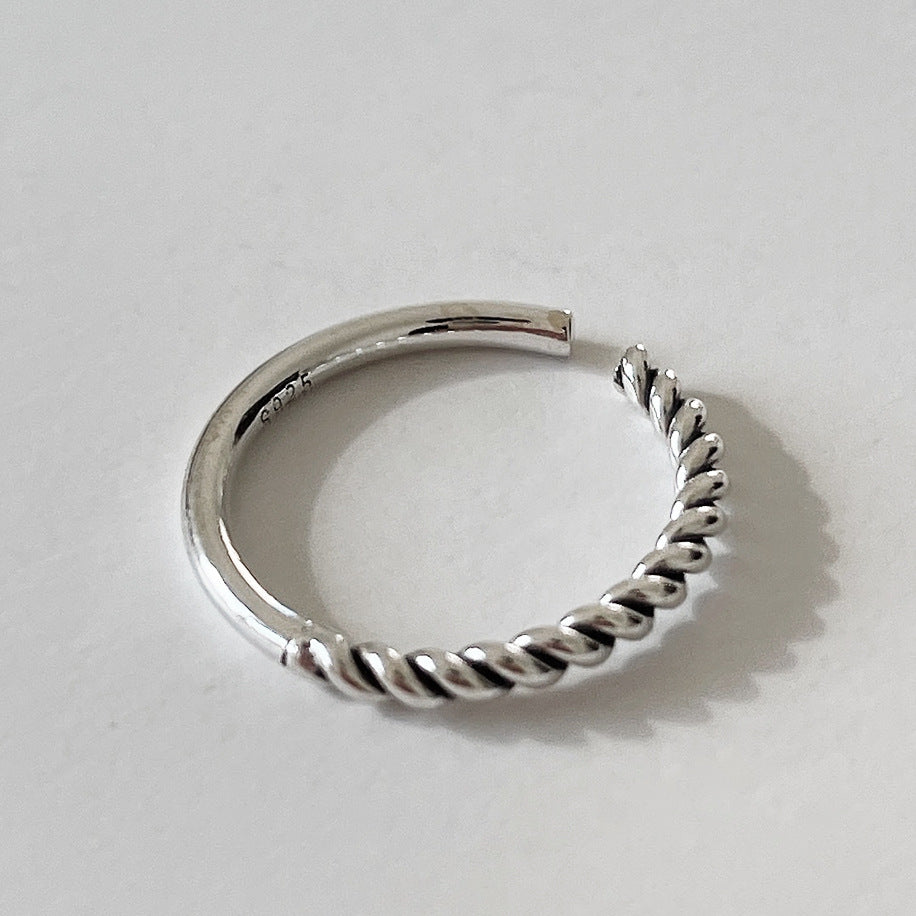 Anello da donna minimalista vintage in argento sterling 925 con intarsio numerico