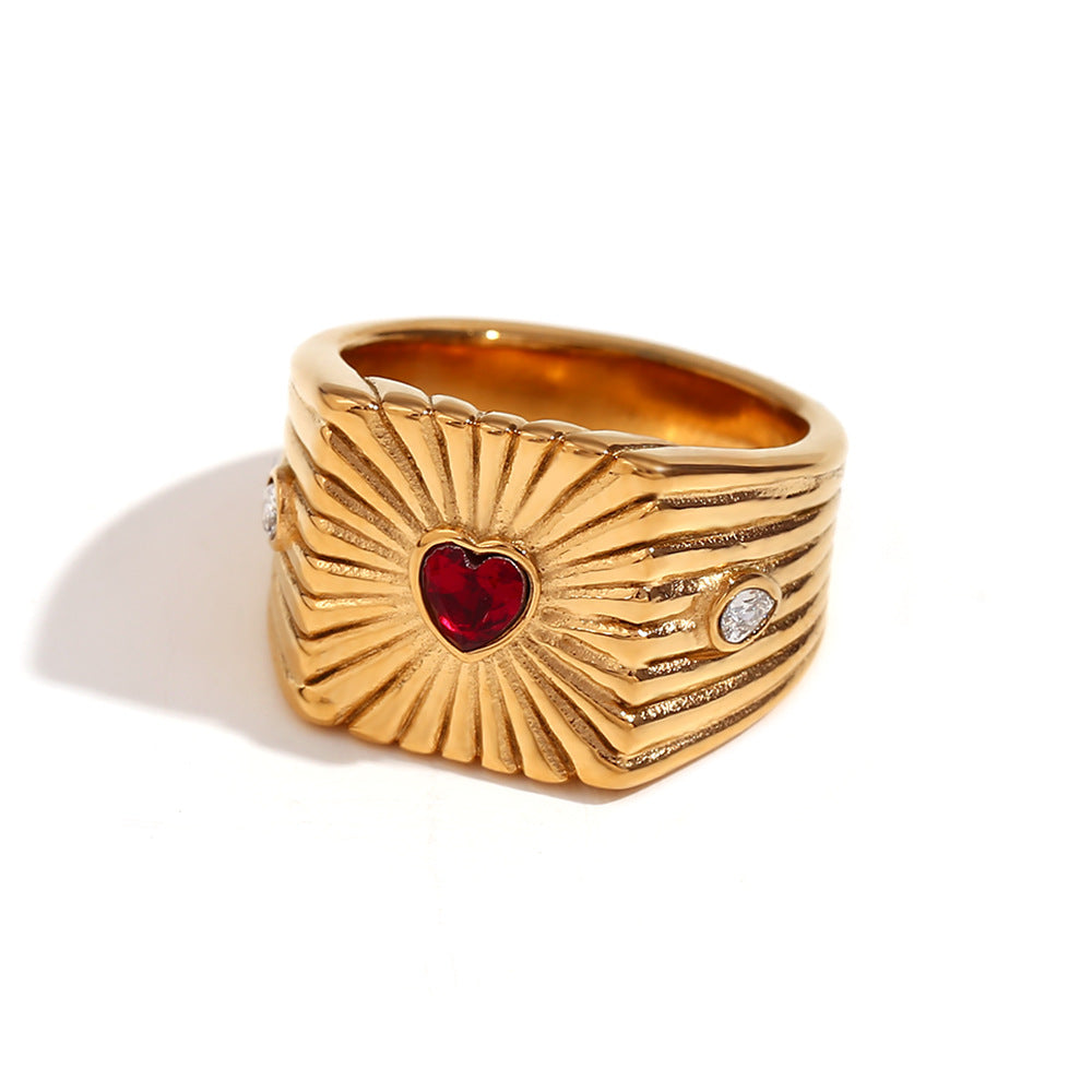 Anello con lettera geometrico minimalista vintage in acciaio inossidabile placcato oro 18K