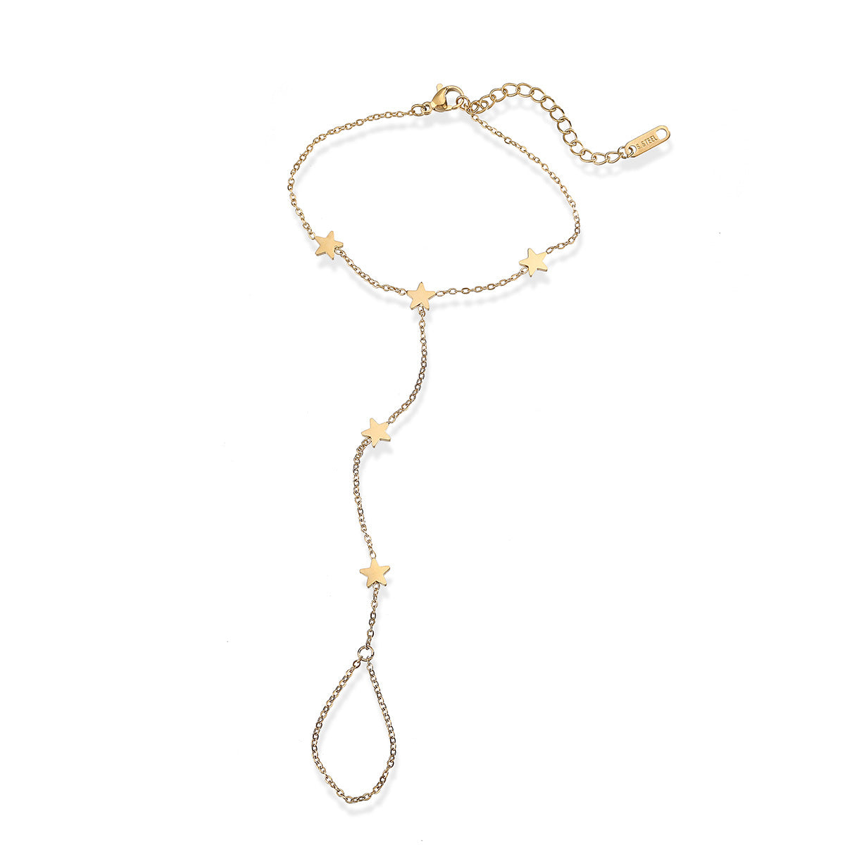 Geometric Gold Plated Stainless Steel Hand Chain for Women