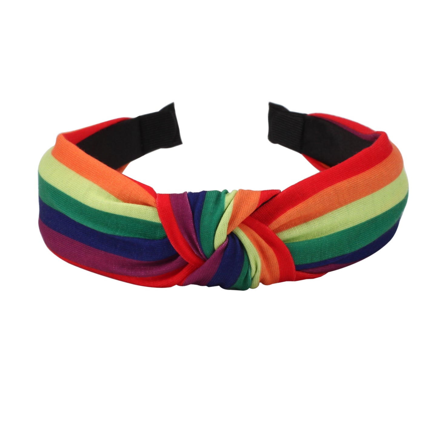 Cerchietto da donna in tessuto vintage con stampa geometrica a righe arcobaleno