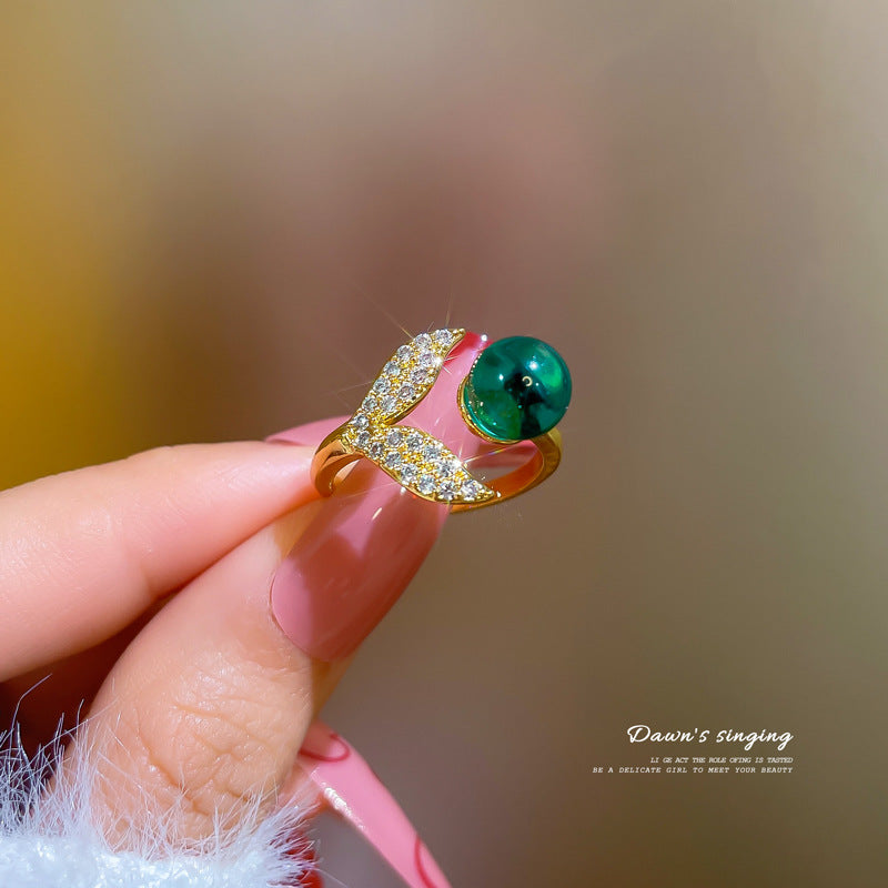 Geometric Rhinestone Ring for Women Plated Brass Minimalist Open Band