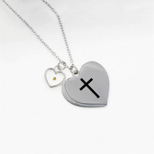 Collar con colgante de cruz de doble cara con versículo bíblico personalizado en acero inoxidable con dije de acero de titanio pulido y diseño geométrico