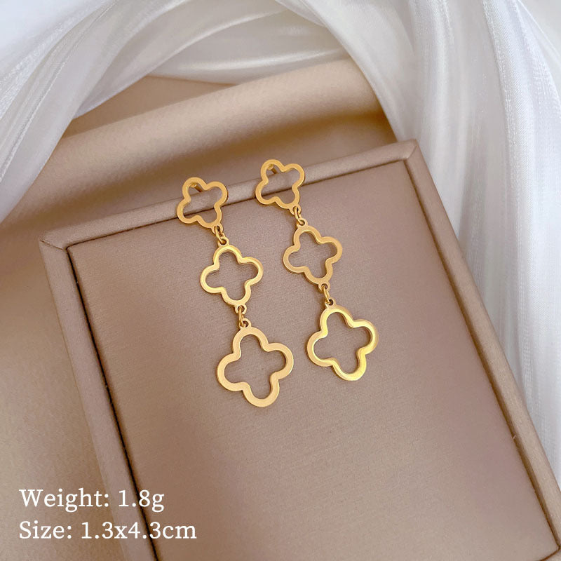 Minimalist Sweet Geometric Titanium Steel Plated Stud Earrings