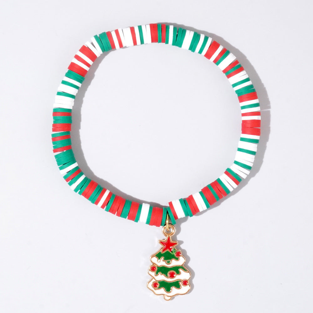 Sweet Handmade Resin Letter Geometric Beaded Bracelet Set Christmas Gift
