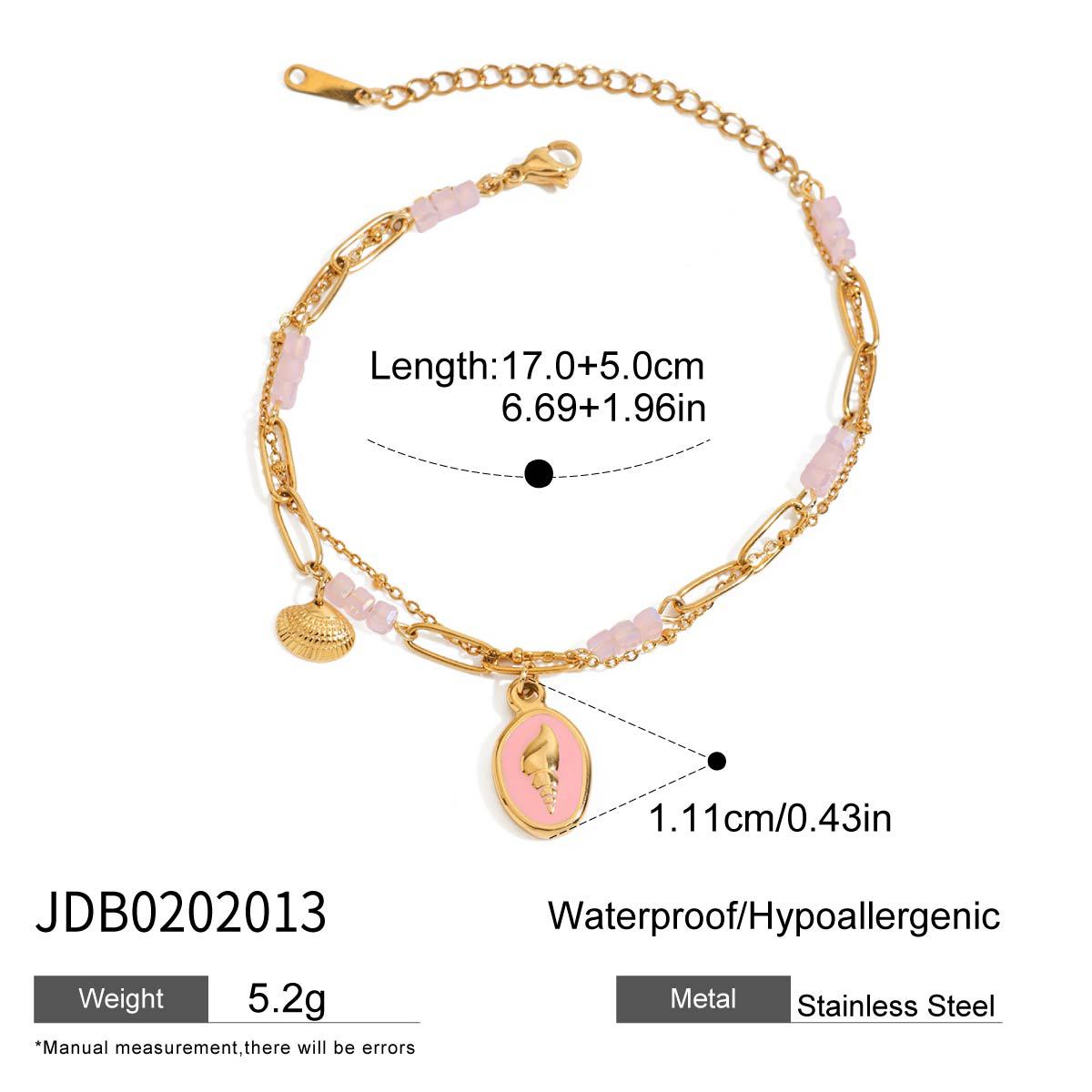 Pulsera Minimalista de Acero Inoxidable con Forma de Fruta, Perlas y Acabado Chapado para Mujer
