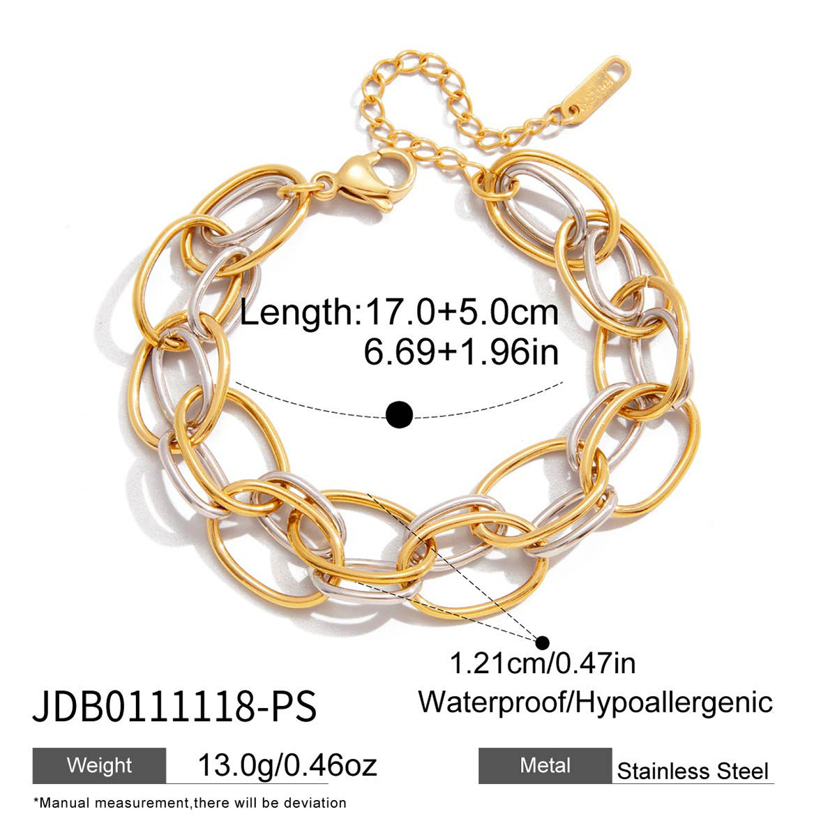 Bracciale di lusso geometrico in acciaio inossidabile da donna con placcatura in oro 18K