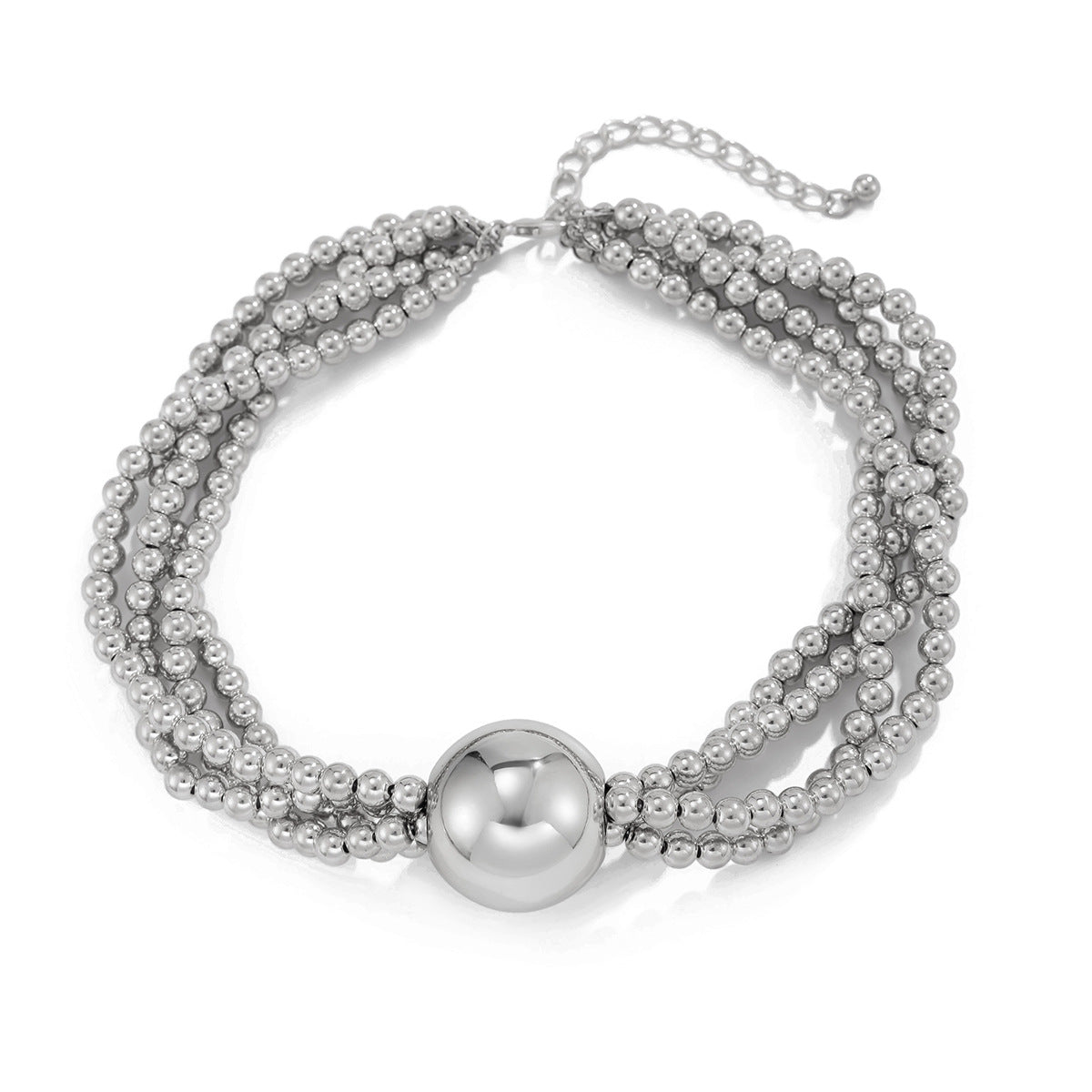 Collar de Perlas Geométricas Exageradas para Mujer con Cadena de Cuentas Multicapa Bañada y Detalles de Borlas