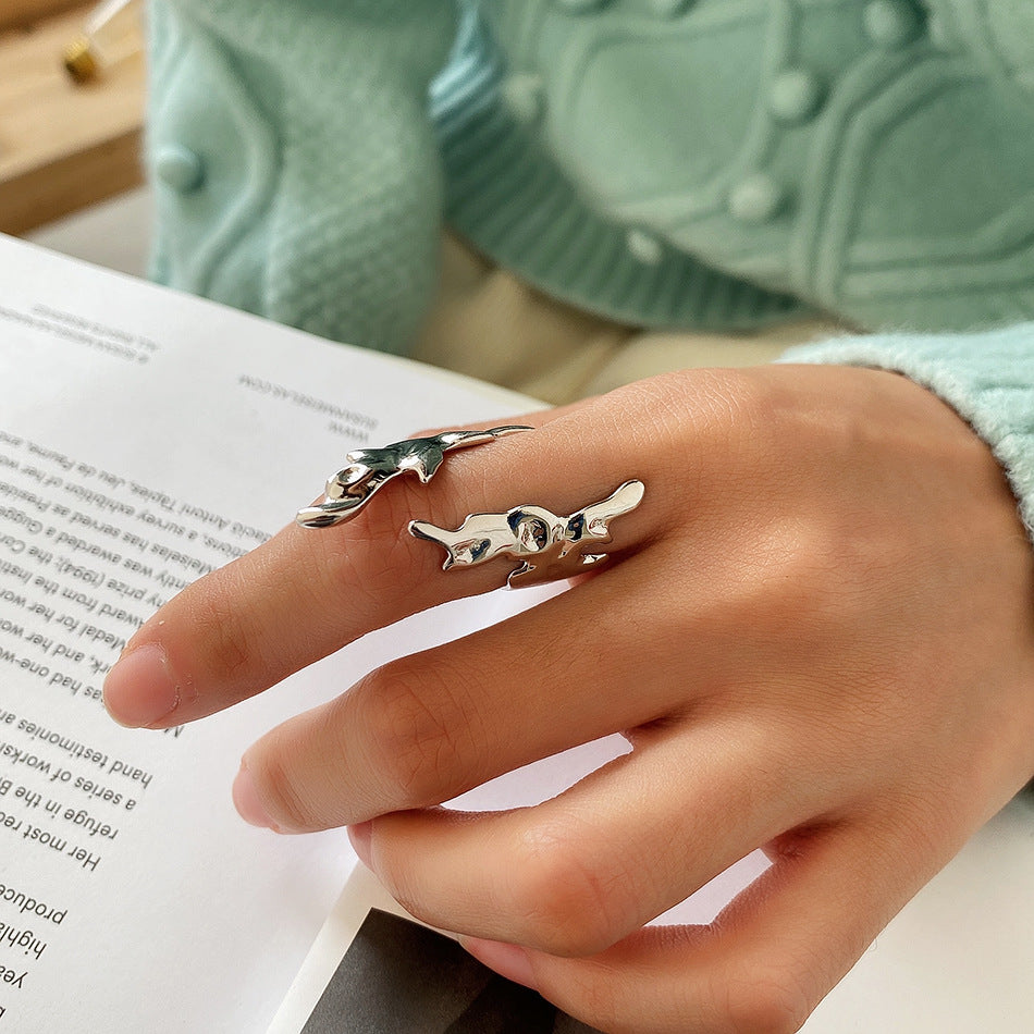 Minimalist 925 Sterling Silver Flame Letter Ring for Women
