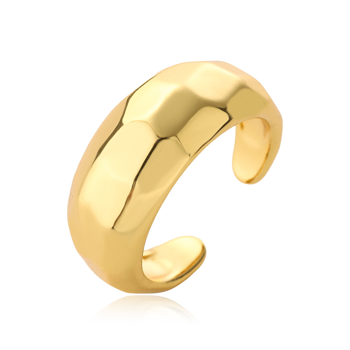 Anello da donna in rame placcato oro 18K con design geometrico irregolare e minimalista