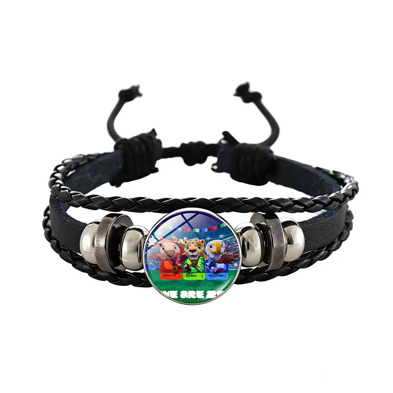 Sporty Geometric Braided Leather Bracelet Unisex Adjustable Hand Rope