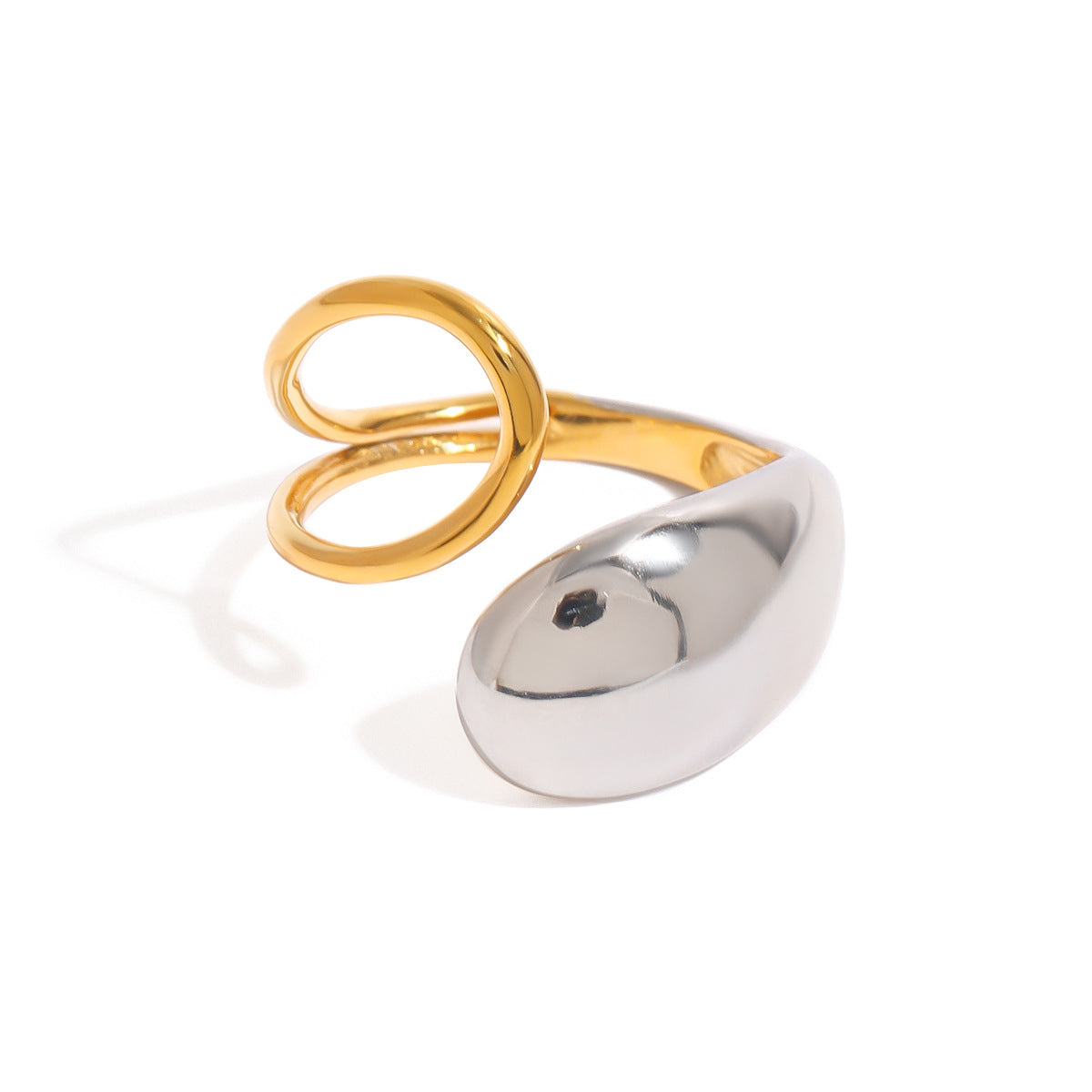 Teardrop Geometric Plated Stainless Steel Ring for Women