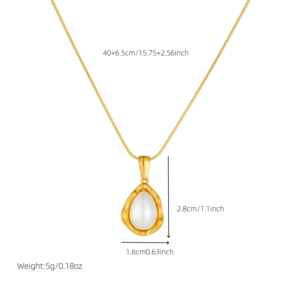 Vintage Elegant Teardrop Plated Stainless Steel Pendant Necklace for Women