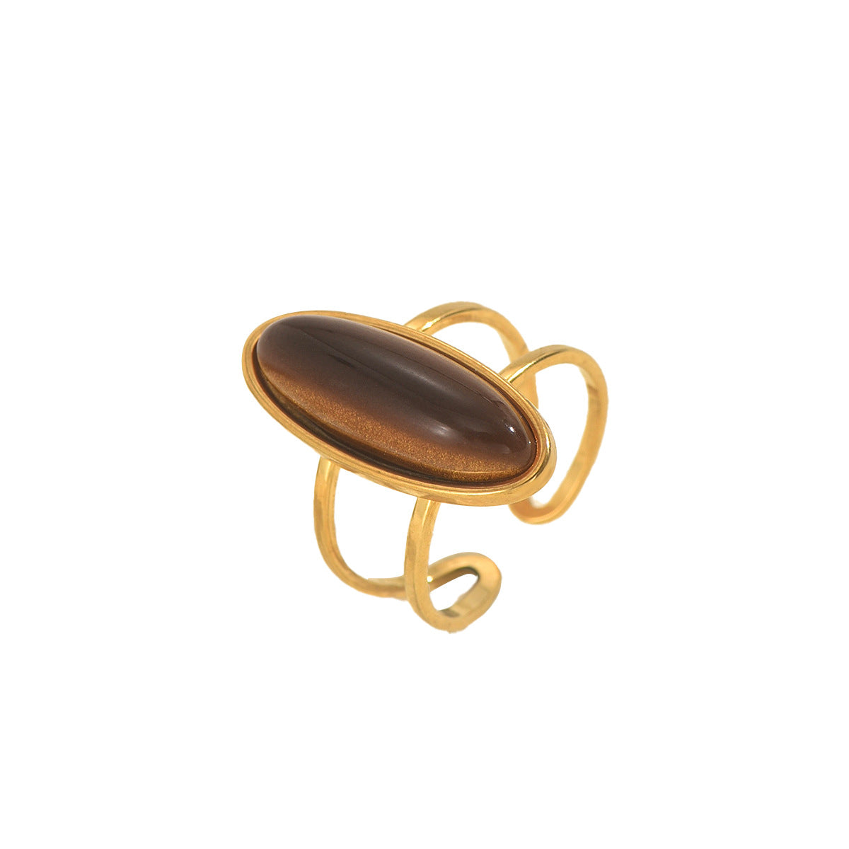 Anillo Minimalista Geométrico Ajustable para Mujer en Aleación de Zinc con Incrustaciones de Piedras Preciosas para el Dedo Índice
