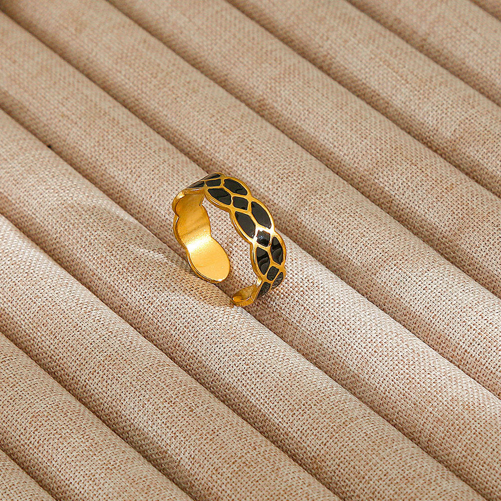 Minimalist Geometric Flower-Shaped Titanium Steel Ring with Plating Finish for Women, Adjustable Open Band Fashion Ring