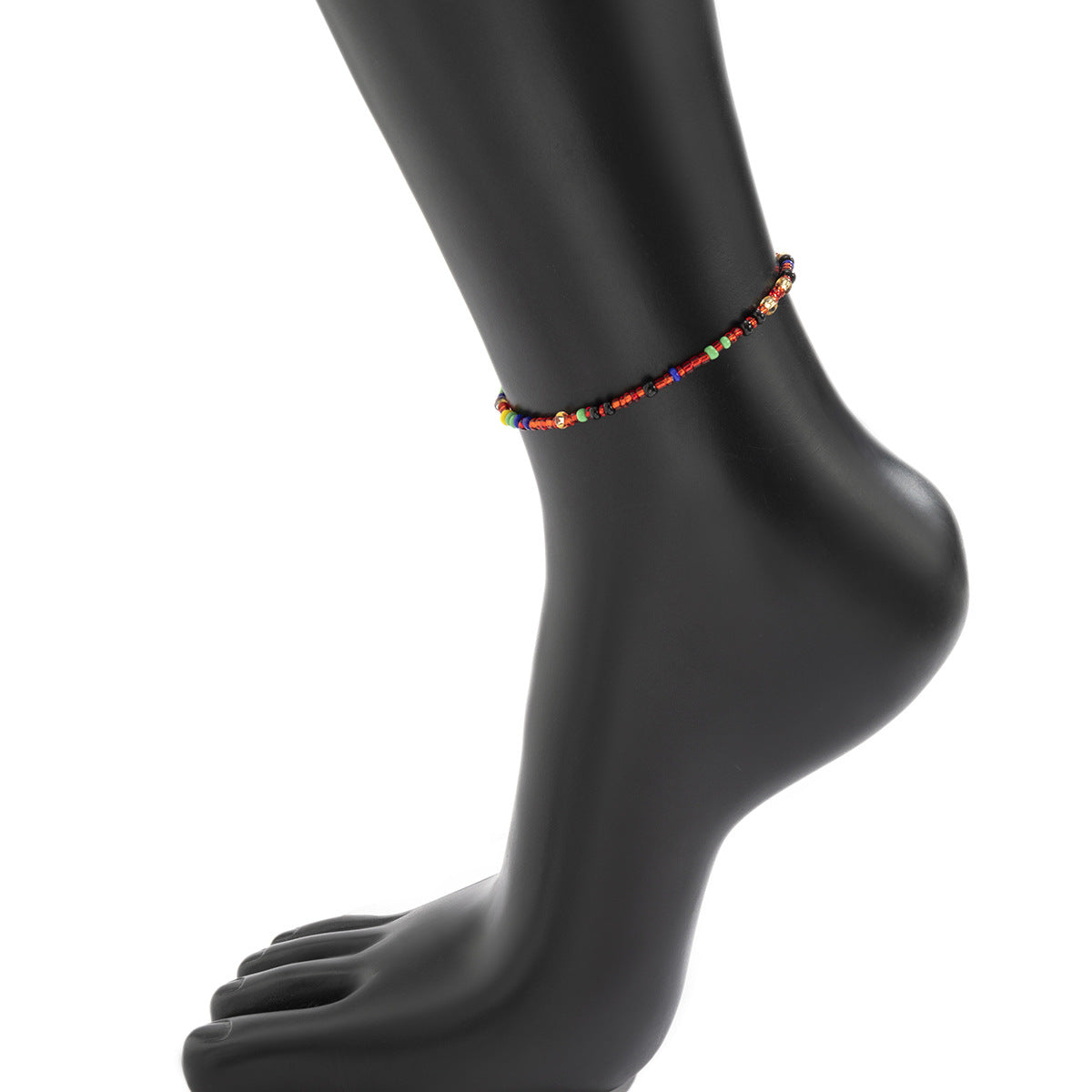 Cavigliera geometrica minimalista con perline da donna in resina plastica colorata con design elastico estensibile