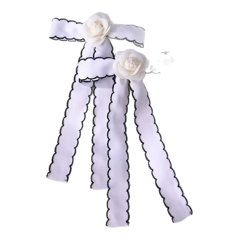 Natural Style Bow-Shaped Hair Clip for Girls with Ruffled and Mesh Details, Fabric Construction, Spring Clip Closure