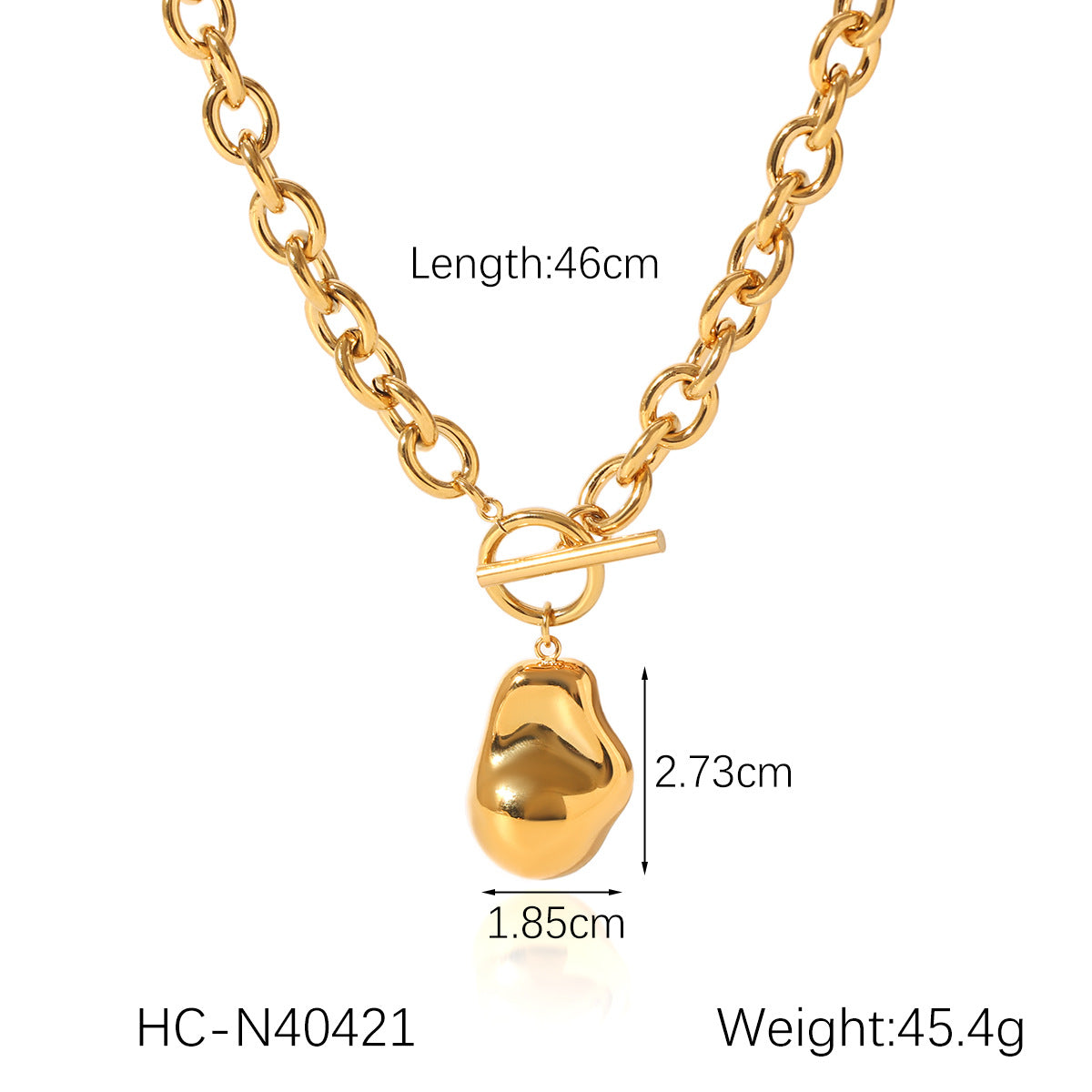 Minimalist Geometric OT-Clasp Titanium Steel Pendant Necklace with Electroplated Stainless Steel Chain for Women