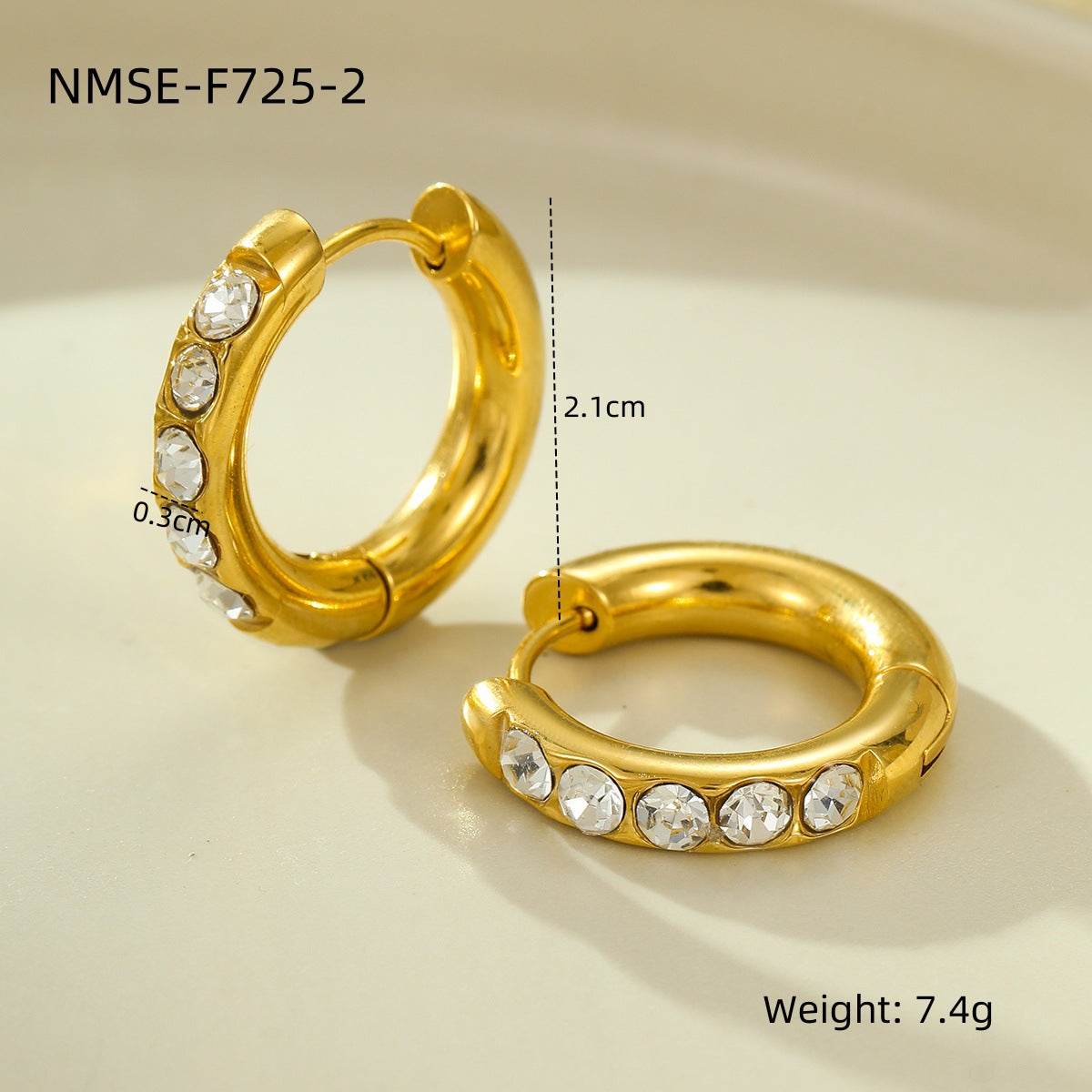 Pendientes de acero inoxidable estilo francés vintage con incrustaciones de circonio chapados en oro de 18 quilates de acero de titanio para mujer