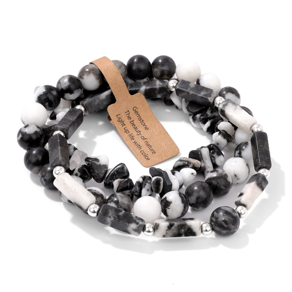 Vintage Geometric Rectangle Crystal Beaded Bracelet Set for Unisex