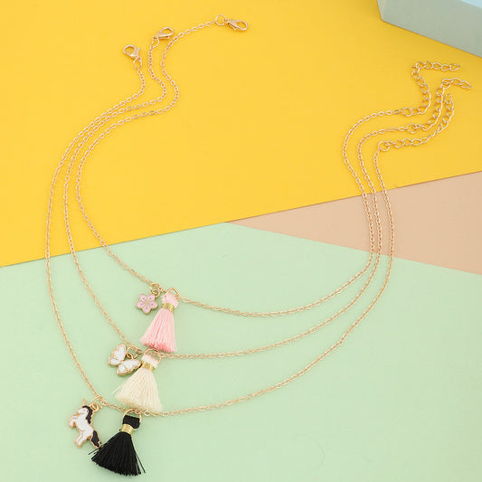 Minimalist Butterfly Pendant Necklace for Girls Alloy with Enamel Finish Box Chain Women's Friendship Gift Set