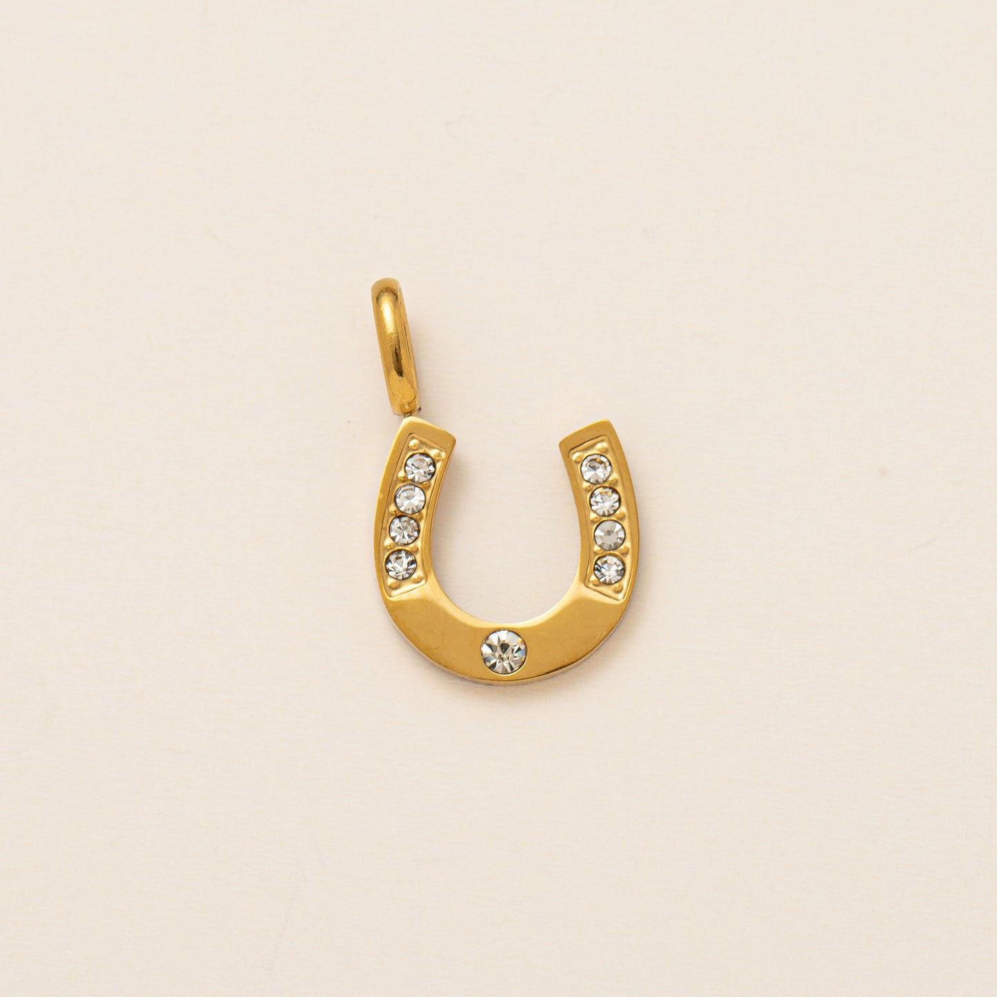 Vintage 18K Gold Plated Stainless Steel Horseshoe Boot Charm Bar for Women