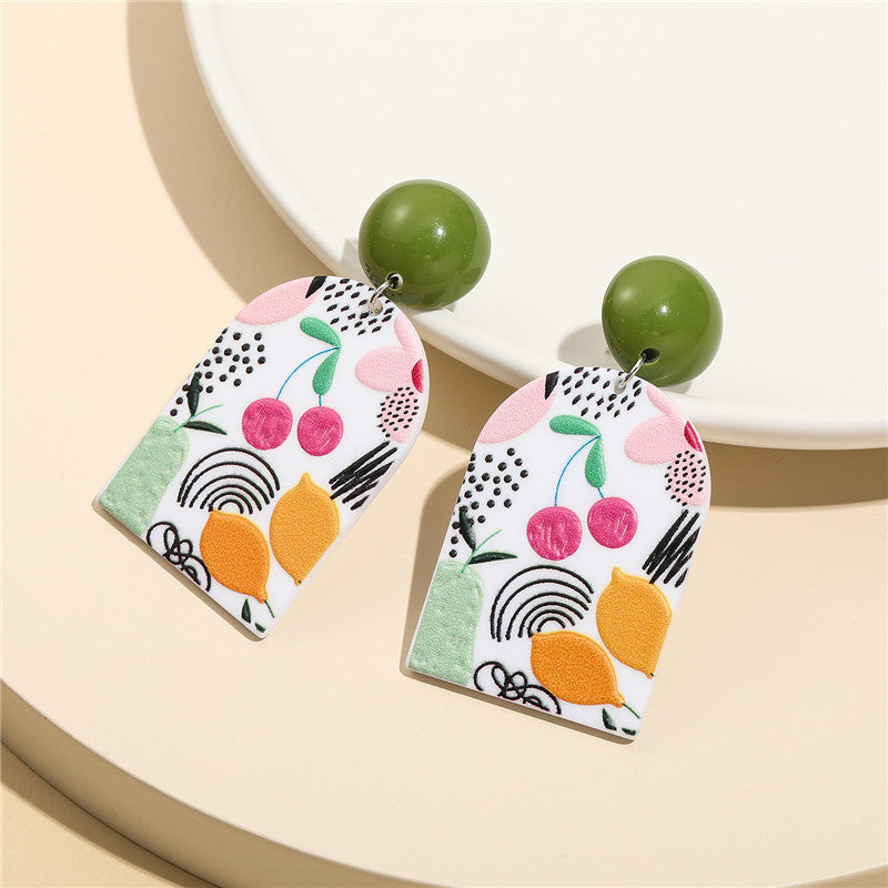 Pendientes acrílicos con relieve floral bonito para niños con postes de plata esterlina S925