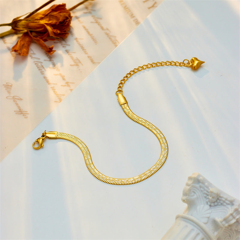 Pulsera minimalista de cadena tipo serpiente de titanio y acero con acabado chapado para uso unisex