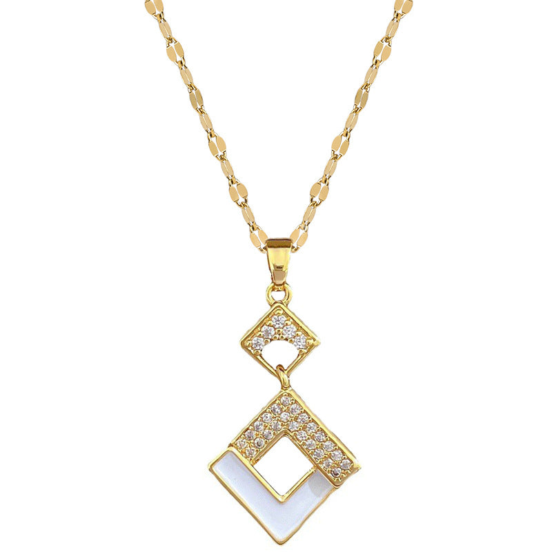 Luxury Geometric Titanium Steel Necklace and Earrings Set for Women