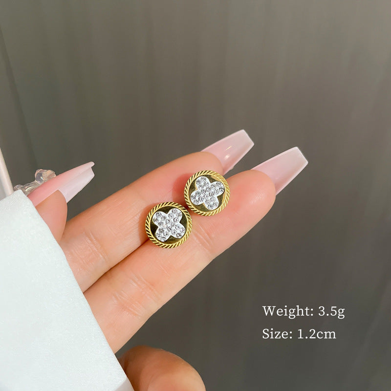 Minimalist Sweet Geometric Titanium Steel Plated Stud Earrings