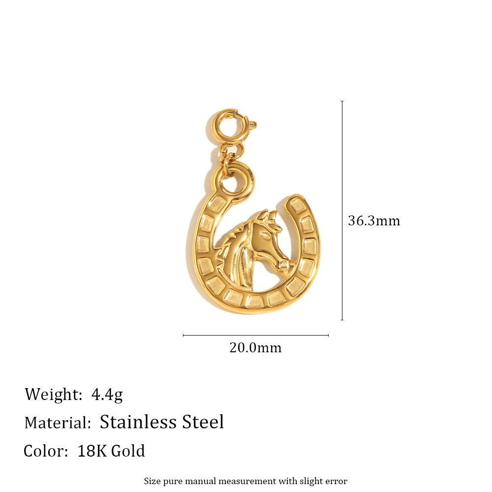 18K Gold Plated Stainless Steel Animal Charm Bar Pendant