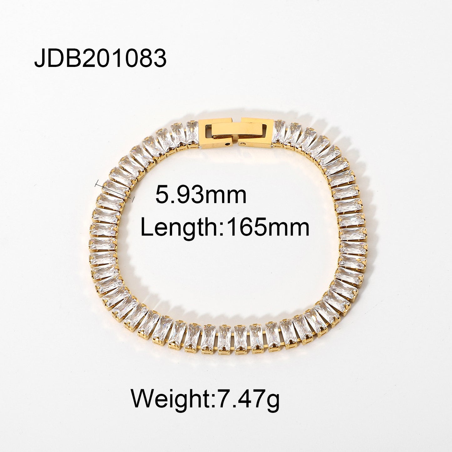 Minimalist Geometric Stainless Steel Plated Bracelet with Full Zirconia for Women