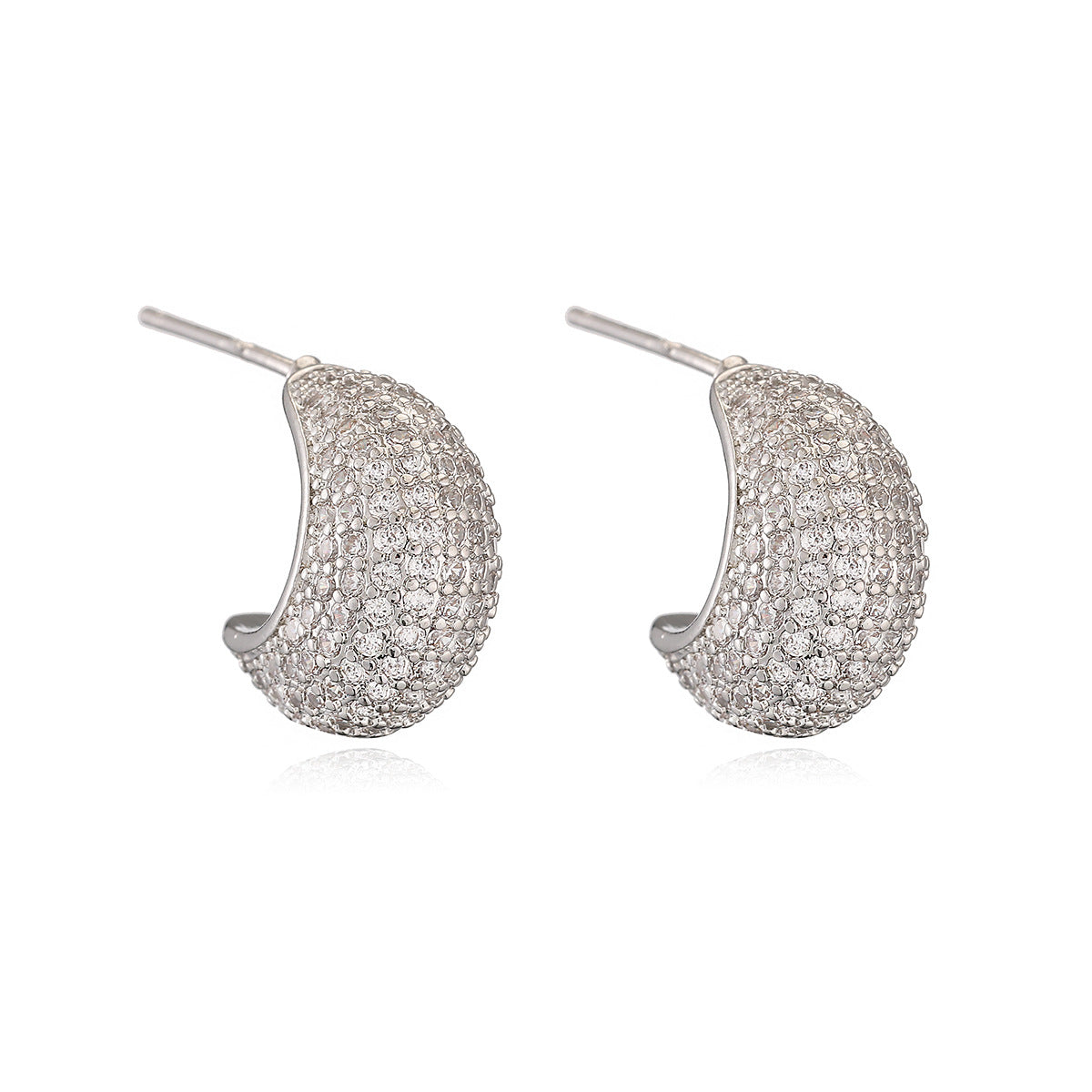 Minimalist Luxury Geometric Gold Plated Brass Cubic Zirconia Inlay Earrings for Women