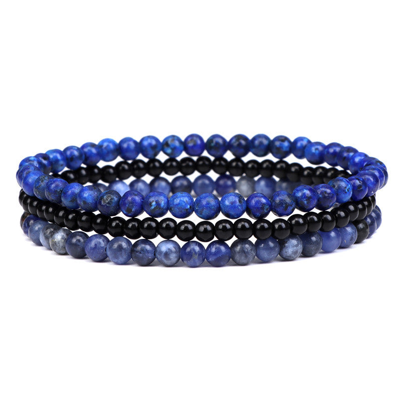 Vintage Minimalist Geometric Agate Beaded Bracelet Unisex Elastic Stretch Handmade Jewelry Set