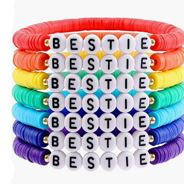 Bohemian Vintage Letter Number Beaded Bracelet Unisex Handmade Layered