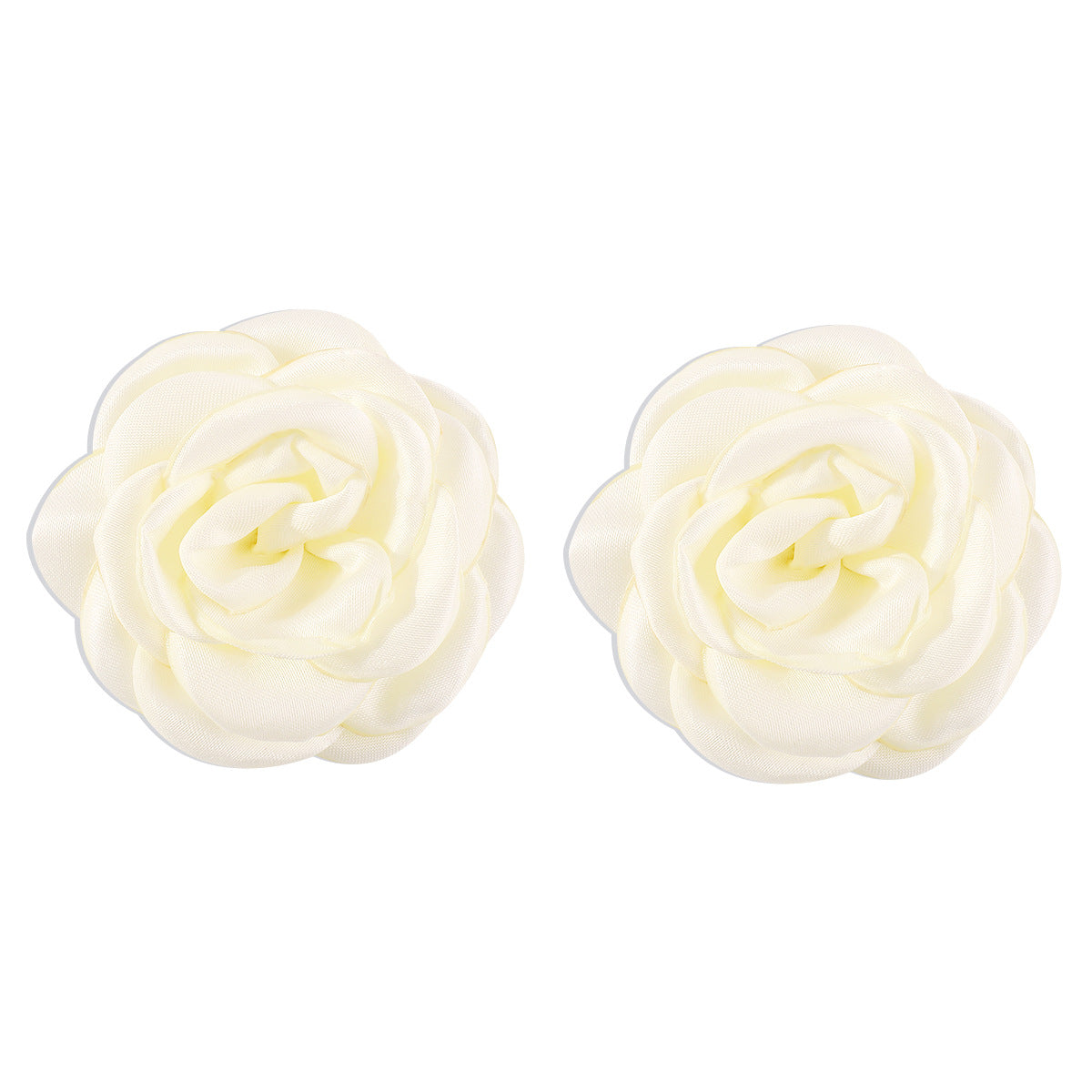 Dulces y Atrevidos Aretes Geométricos de Rosa con Detalles de Camelias de Tela en Colores Pastel Macaron