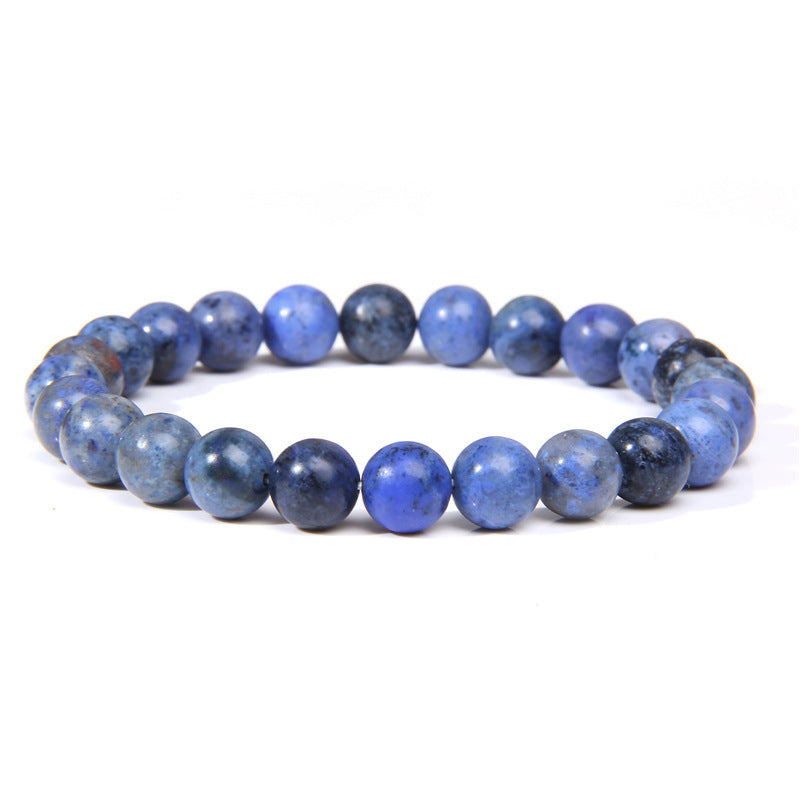 Natural Volcanic Stone and Agate Beaded Bracelet Geometric Round Unisex Fashion Jewelry
