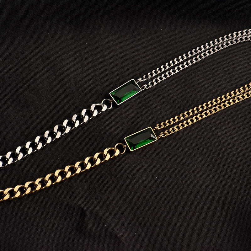Bracciale Geometrico da Donna in Acciaio al Titanio con Finitura Placcata, Gioielli a Catena Spessa Stile Hip-Hop